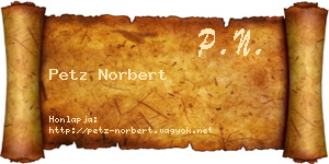 Petz Norbert névjegykártya
